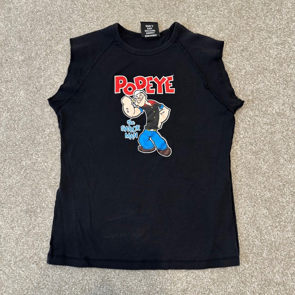 Junk Food Popeye the Sailor Man‎ Black Sleeveless T Shirt Women's